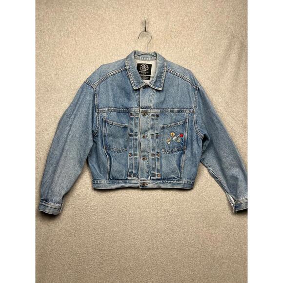 Jackets & Blazers - Y2K 90s Monte Carlo Polo Jockey Denim Embroidered Floral Jean Jacket Womens M